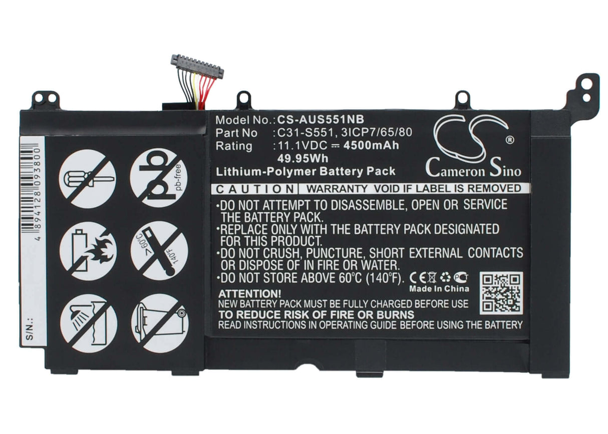 Battery For Asus Vivobook S551l, Vivobook S551la, Vivobook S551lb 11.1v, 4500mah - 49.95wh Notebook, Laptop Cameron Sino Technology Limited