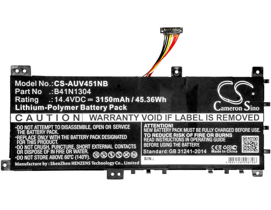 Battery For Asus, Vivobook V451la, Vivobook V451la-ds51t 14.4v, 3150mah - 45.36wh Notebook, Laptop Cameron Sino Technology Limited