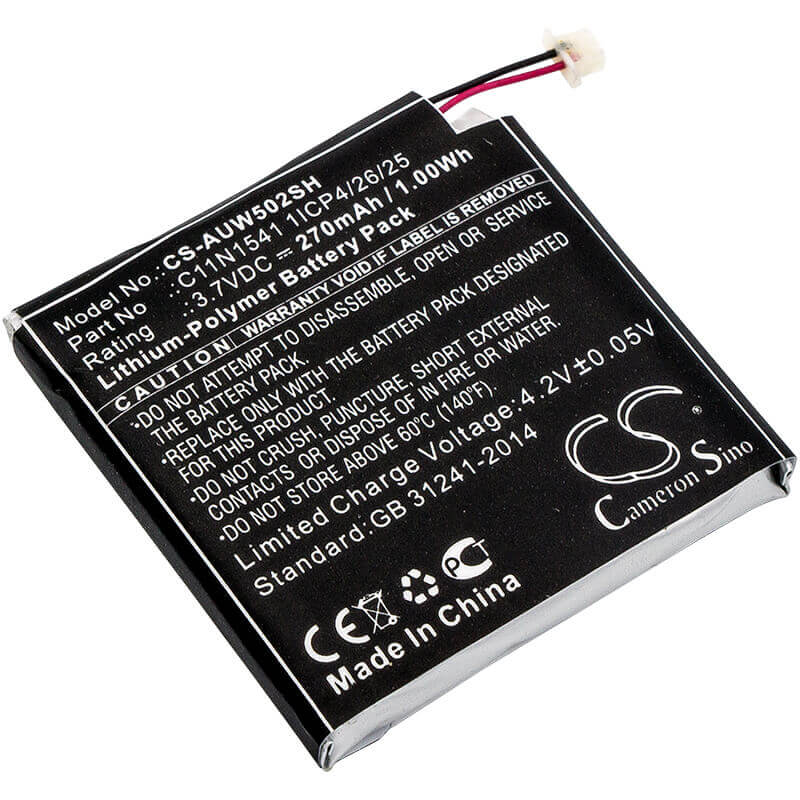 3.7V, Li-Polymer, 270mAh, Smartwatch battery fits Asus, 0b200-01760100, Wi502qf, Zenwatch 2, 1.00Wh Smartwatch Cameron Sino Technology Limited
