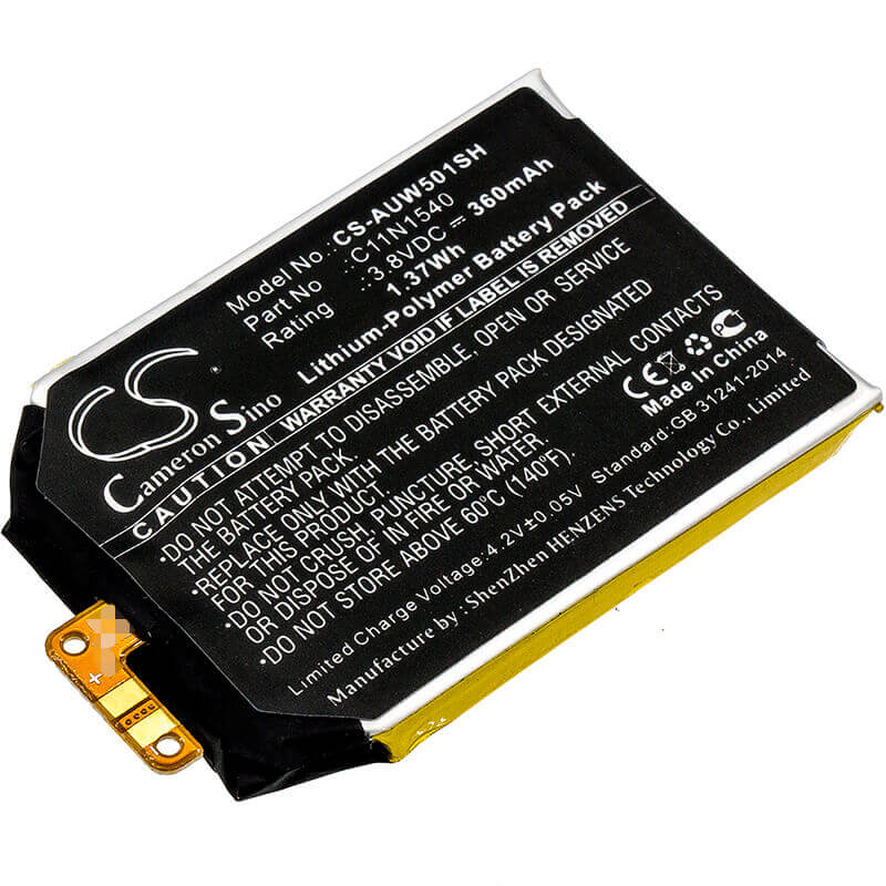 3.8V, Li-Polymer, 360mAh, Smartwatch battery fits Asus, 0b200-01630100, Wi501q, Wi501qf, 1.37Wh Smartwatch Cameron Sino Technology Limited