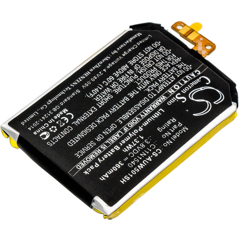 3.8V, Li-Polymer, 360mAh, Smartwatch battery fits Asus, 0b200-01630100, Wi501q, Wi501qf, 1.37Wh Smartwatch Cameron Sino Technology Limited