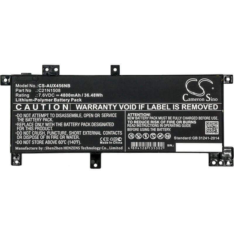 Battery For Asus X456, X456uj, X456uv 7.6v, 4800mah - 36.48wh Notebook, Laptop Cameron Sino Technology Limited
