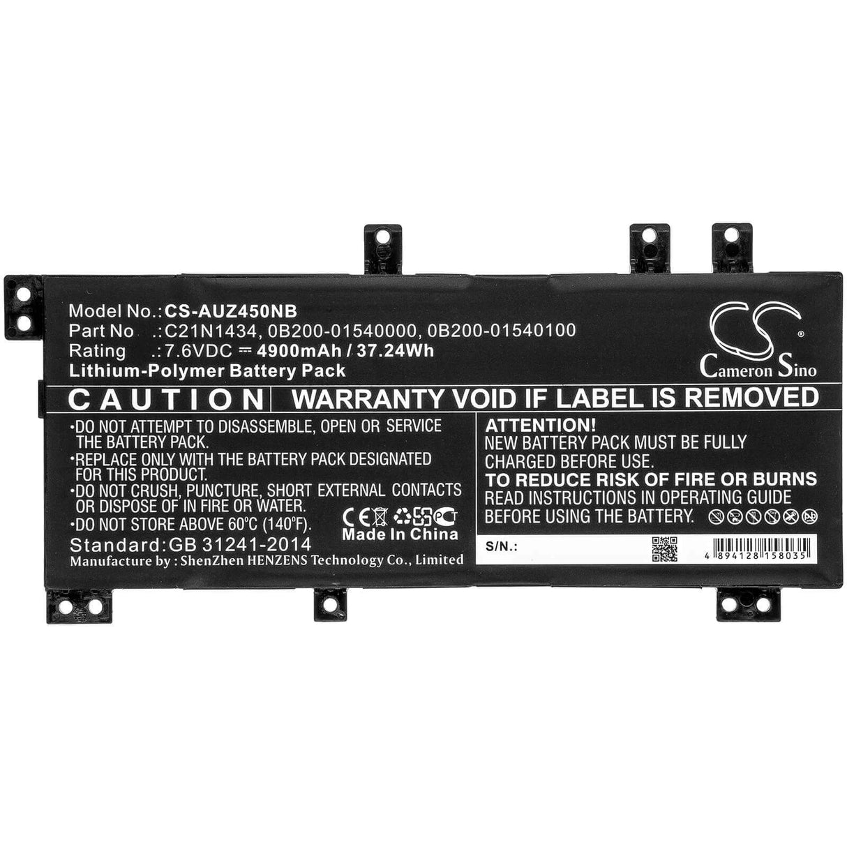 Battery For Asus, Z450, Z450la, Z450la-1b 7.6v, 4900mah - 37.24wh Notebook, Laptop Cameron Sino Technology Limited