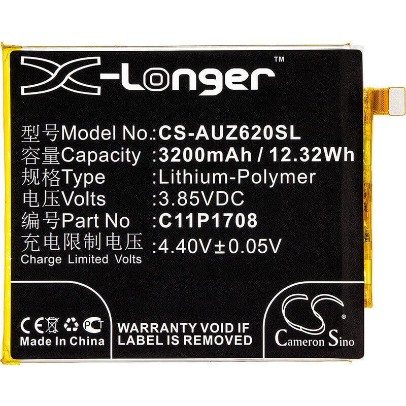 3.85V, Li-Polymer, 3200mAh, SmartPhone battery fits Asus, 0b200-02890100, Ze620kl, Zenfone 5 2018, 12.32Wh Mobile, SmartPhone Cameron Sino Technology Limited (Smartphone)