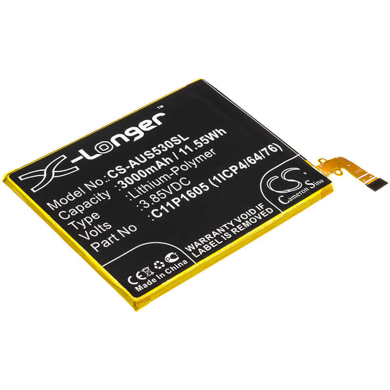 3.85V, Li-Polymer, 3000mAh, SmartPhone battery fits Asus, C11p1605 (1icp4/64/76), Zenfone 3 Deluxe, 11.55Wh Mobile, SmartPhone Cameron Sino Technology Limited (Smartphone)
