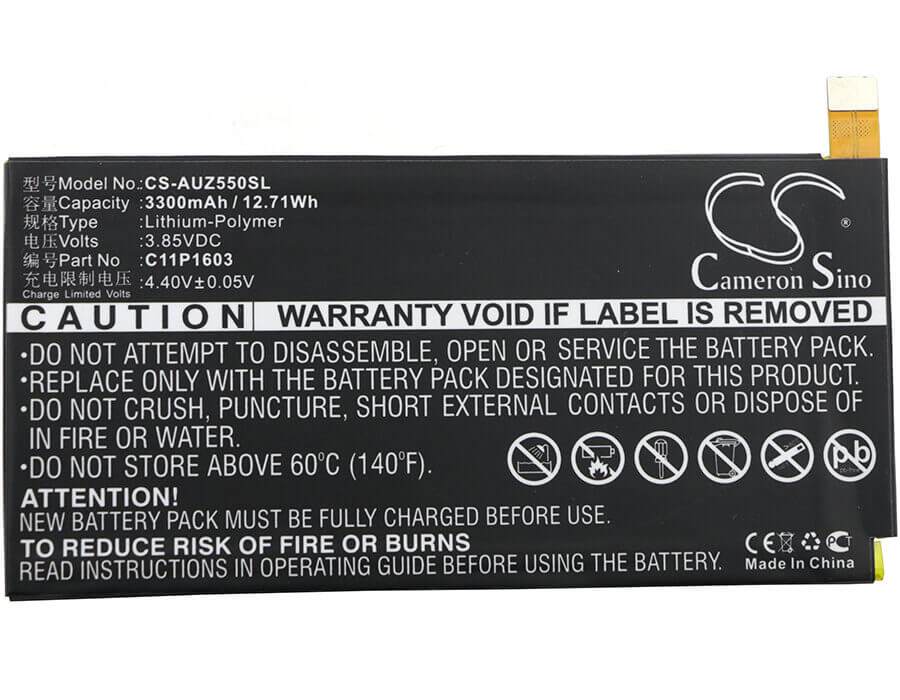 3.85V, Li-Polymer, 3300mAh, SmartPhone battery fits Asus, C11p1603, Zenfone 3 Deluxe 5.5, Zenfone 3 Deluxe 5.5 Dual Sim, 12.71Wh Mobile, SmartPhone Cameron Sino Technology Limited (Smartphone)