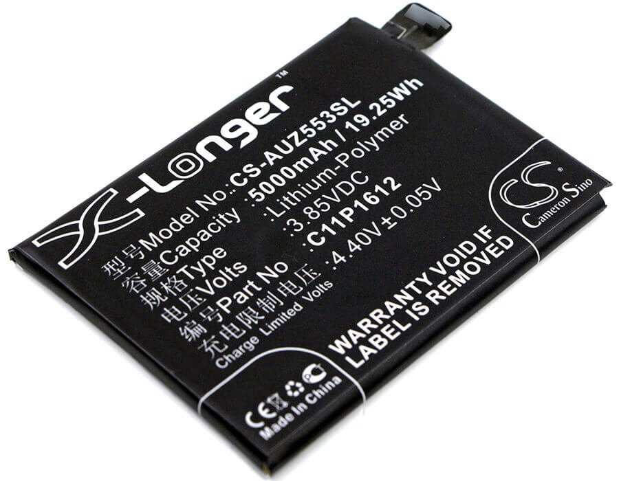 3.85V, Li-Polymer, 5000mAh, SmartPhone battery fits Asus, C11p1612, Ze553kl, Zenfone 3 Zoom, 19.25Wh Mobile, SmartPhone Cameron Sino Technology Limited (Smartphone)