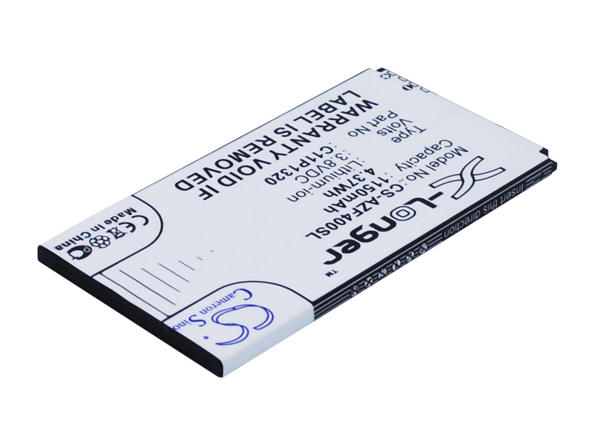 3.8V, Li-ion, 1150mAh, SmartPhone battery fits Asus, C11p1320, A14, A400, 4.37Wh Mobile, SmartPhone Cameron Sino Technology Limited (Suspended)