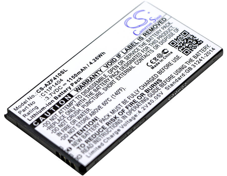 3.7V, Li-ion, 1150mAh, SmartPhone battery fits Asus, C11p1404, Zenfone 4 A400cg, Zenfone 4 Pf400cg, 4.26Wh Mobile, SmartPhone Cameron Sino Technology Limited (Smartphone)