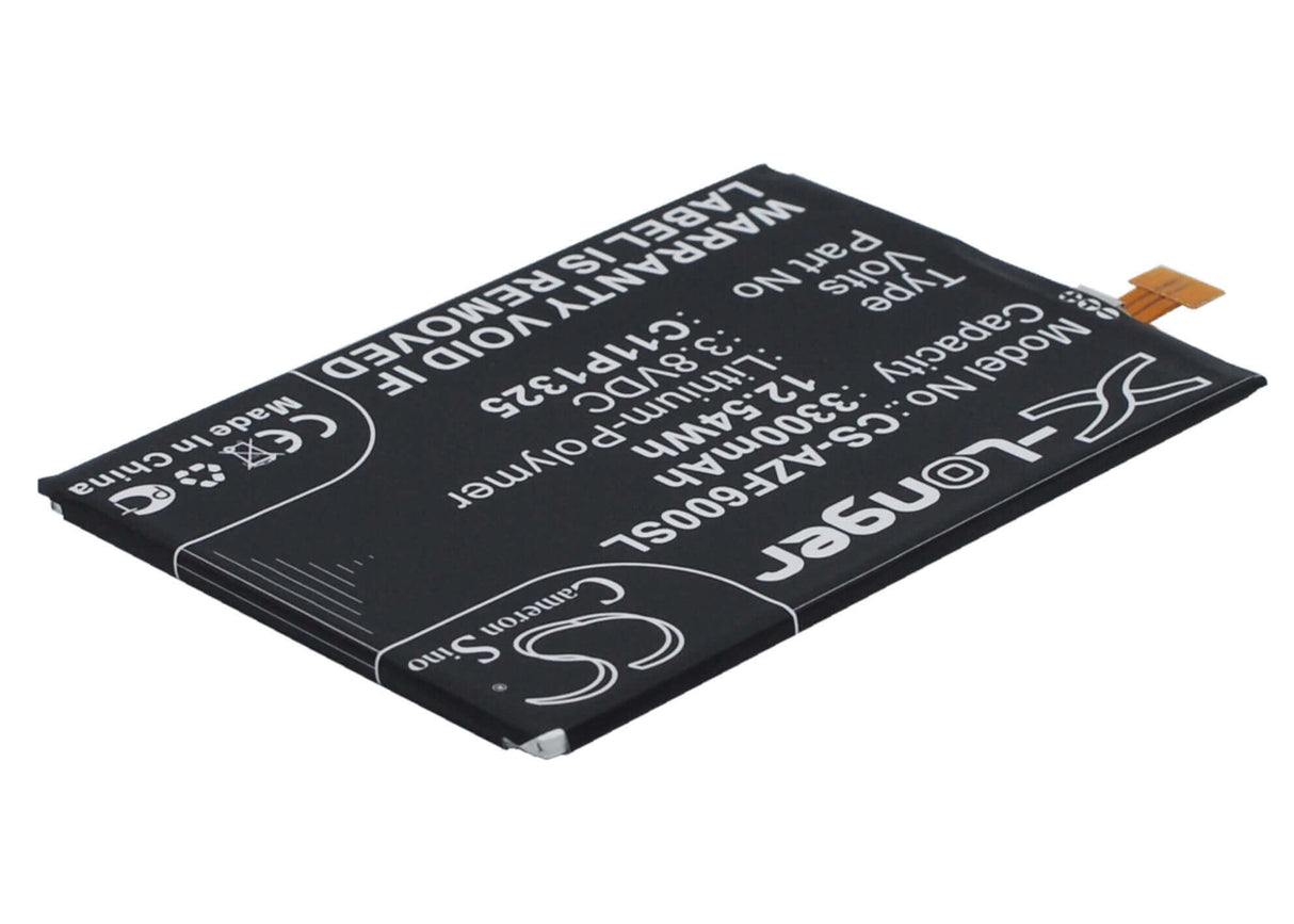 3.8V, Li-Polymer, 3300mAh, SmartPhone battery fits Asus, C11p1325, A600, A600cg, 12.54Wh Mobile, SmartPhone Cameron Sino Technology Limited (Smartphone)