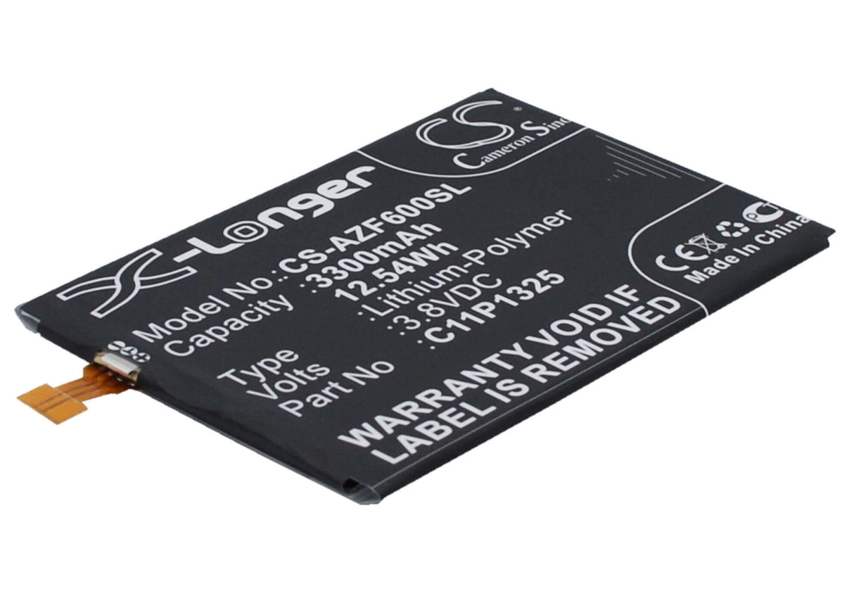 3.8V, Li-Polymer, 3300mAh, SmartPhone battery fits Asus, C11p1325, A600, A600cg, 12.54Wh Mobile, SmartPhone Cameron Sino Technology Limited (Smartphone)