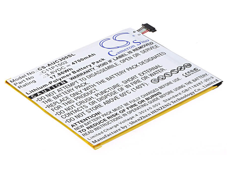 3.8V, Li-Polymer, 4700mAh, Tablet battery fits Asus, C11p1502 ( 1icp3/108/118 ), P023, Z300c, 17.86Wh Tablet Cameron Sino Technology Limited