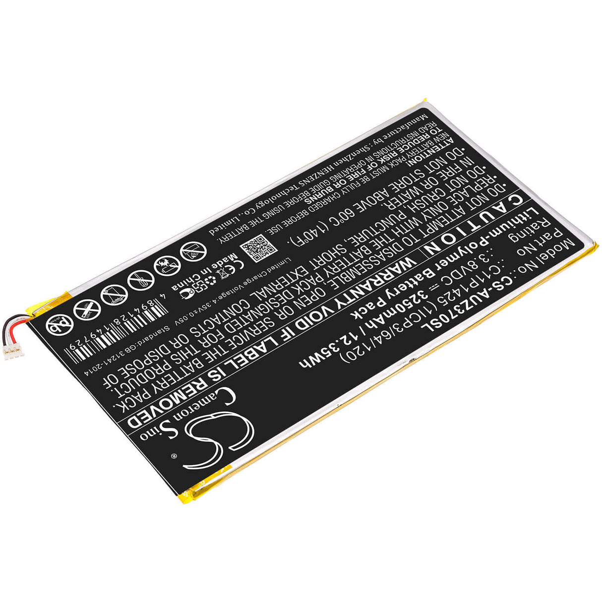 3.8V, Li-Polymer, 3250mAh, Batterie pour tablette compatible Asus, 0b200-01510100, M700c, M700kl 1a, 12.35Wh Tablet Cameron Sino Technology Limited