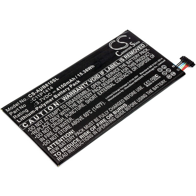 3.7V, Li-Polymer, 4150mAh, Tablet battery fits Asus, C11p1414, Cb81, Zenpad 8.0 Power Case, 15.36Wh Tablet Cameron Sino Technology Limited