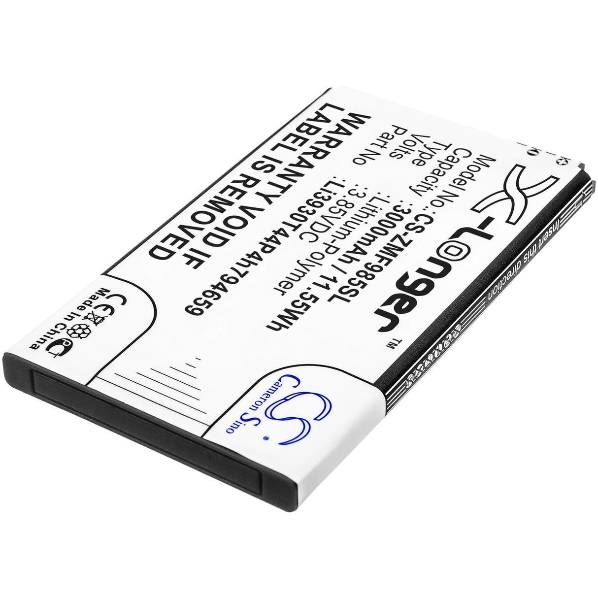 3.85V, Li-Polymer, 3000mAh, Hotspot battery fits At&t, Zte, Li3930t44p4h794659, Velocity 2, 11.55Wh Hotspot Cameron Sino Technology Limited