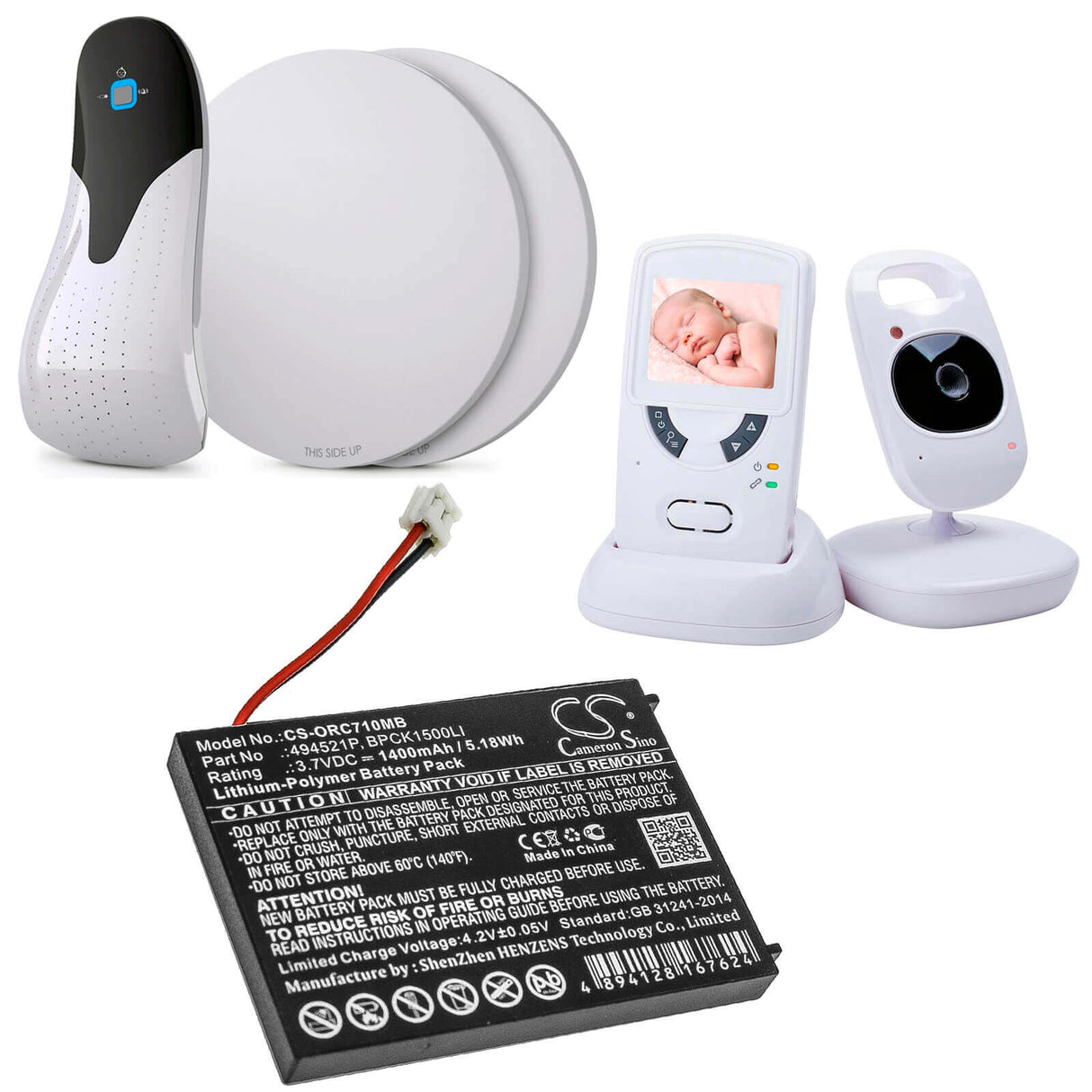 Batterie pour Babyphone pour Audioline, Babysense 5 Vidéo, Watch & Care V120, Watch & Care V130 3.7v, 1400mah - 5.18wh BabyPhone Cameron Sino Technology Limited