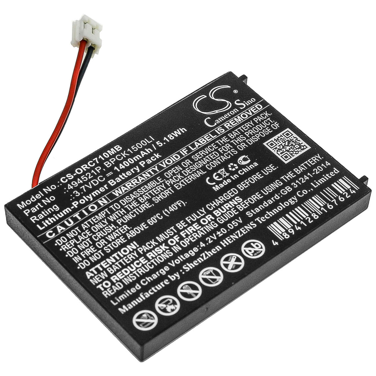 Batterie pour Babyphone pour Audioline, Babysense 5 Vidéo, Watch & Care V120, Watch & Care V130 3.7v, 1400mah - 5.18wh BabyPhone Cameron Sino Technology Limited