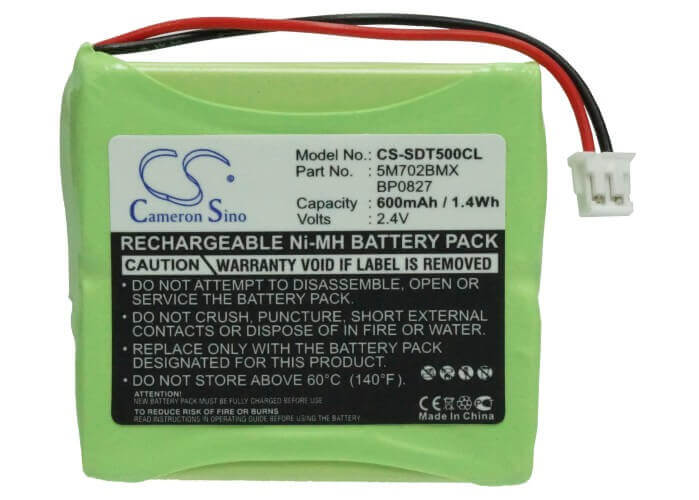 2.4V, Ni-MH, 600mAh, batterie de téléphone sans fil compatible avec Tevion, 5m702bmx, Slim, Slim Dect 500, 1.44Wh Téléphone sans fil Cameron Sino Technology Limited (Téléphone sans fil)