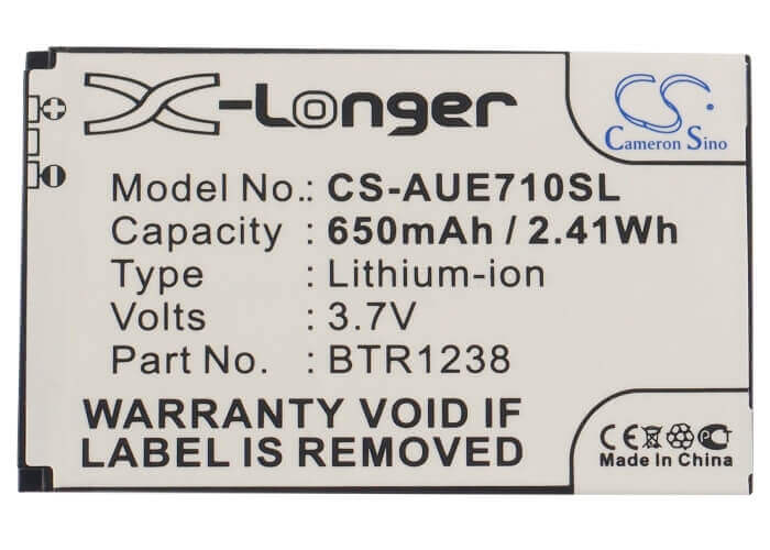 3.7V, Li-ion, 650mAh, SmartPhone battery fits Utstarcom, Audiovox, Btr1238, E1000 Slider, E71, 2.41Wh Mobile, SmartPhone Cameron Sino Technology Limited (Suspended)