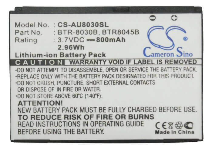 3.7V, Li-ion, 800mAh, SmartPhone battery fits Audiovox, Utstarcom, Pantech, Verizon, Uscellular, Btr-8030, Pcd Txt8030, Pcd Txt8030 Razzle, 2.96Wh Mobile, SmartPhone Cameron Sino Technology Limited (Smartphone)