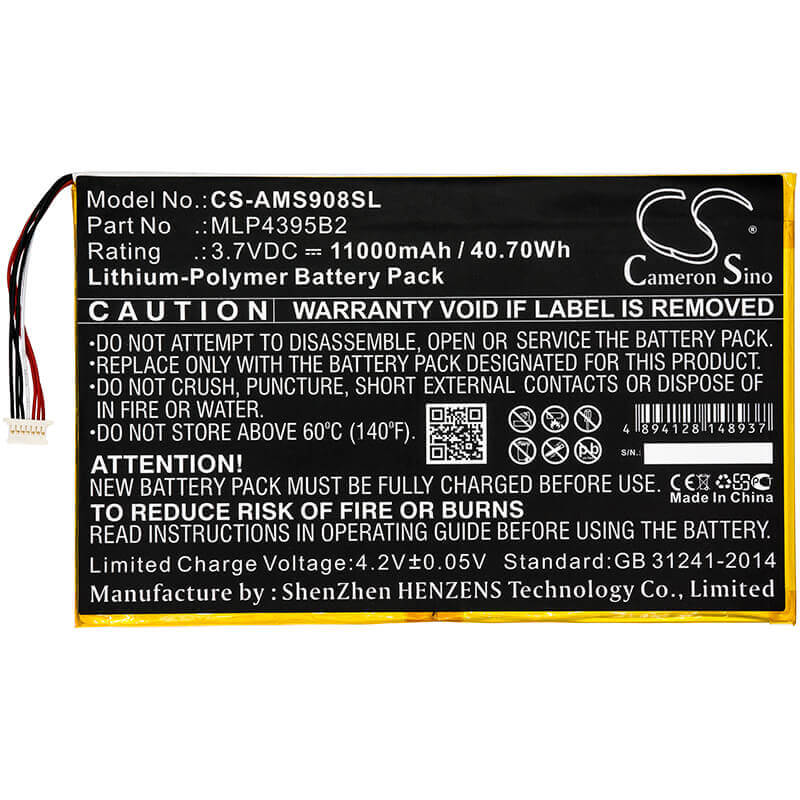 3.7V, Li-Polymer, 11000mAh, Diagnostic Scanner battery fits Autel, Mlp4395b2, Maxisys Cv, Maxisys Ms908, 40.7Wh Diagnostic Scanner Cameron Sino Technology Limited (Suspended)