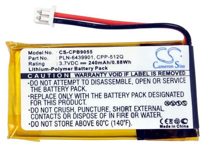 3.7V, Li-Polymer, 240mAh, Headset battery fits Plantronics, Avaya, 202599-03, Awh55, Awh-55, 0.89Wh Wireless Headset Cameron Sino Technology Limited