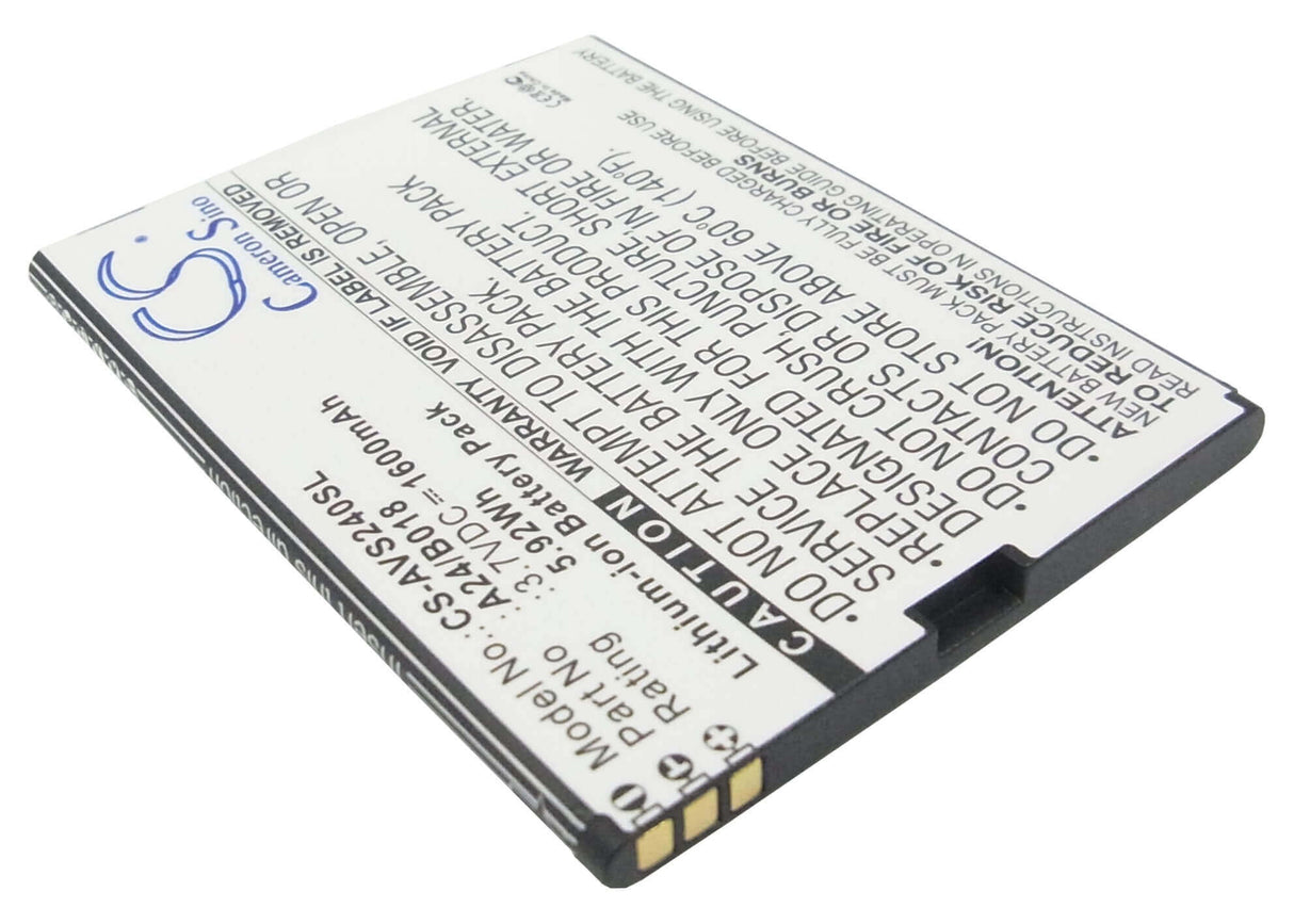 3.7V, Li-ion, 1600mAh, SmartPhone battery fits Avus, A24/b018, 24, A24, 5.92Wh Mobile, SmartPhone Cameron Sino Technology Limited (Suspended)