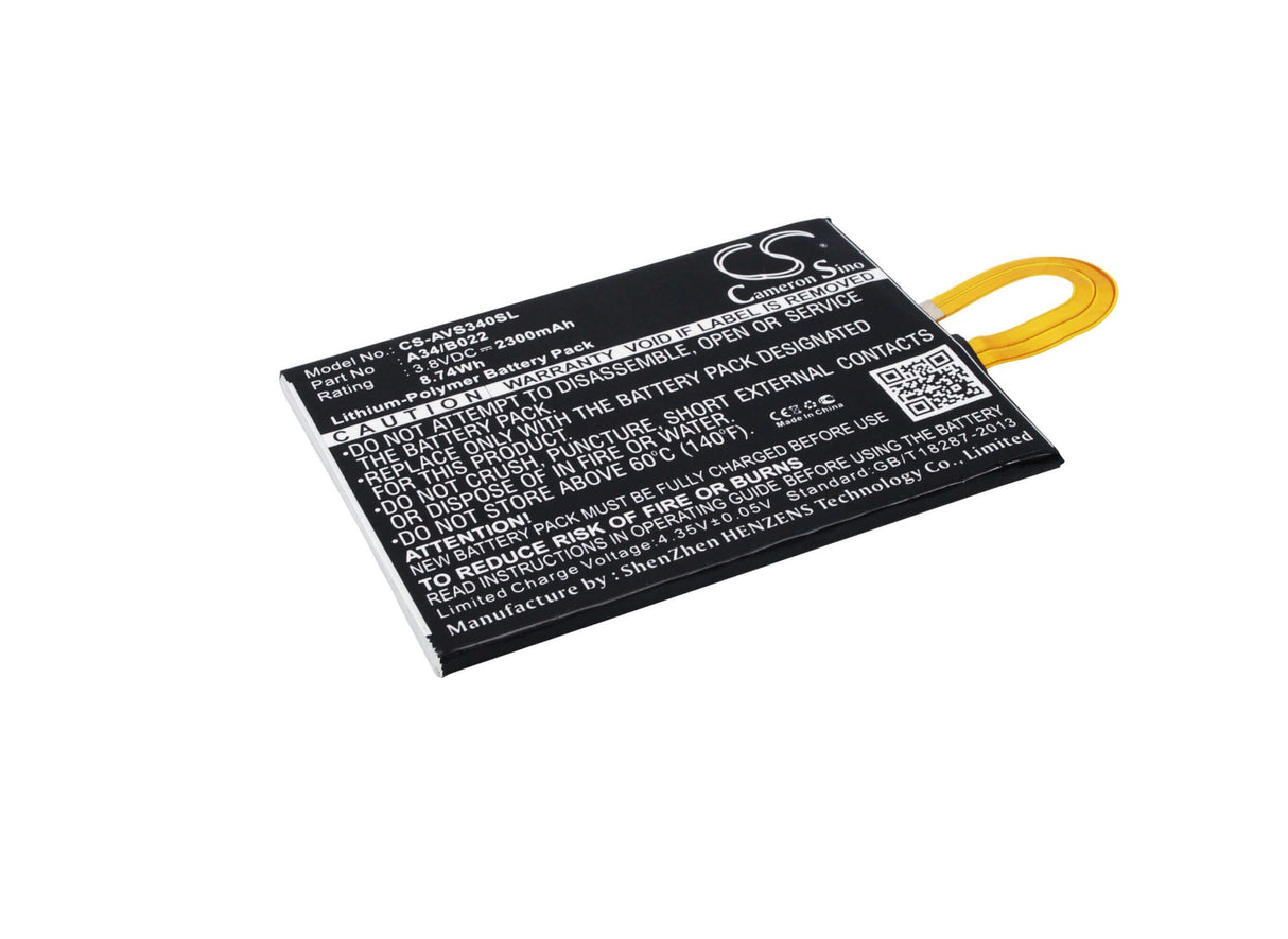 3.8V, Li-Polymer, 2300mAh, SmartPhone battery fits Avus, A34/b022, A34, 8.74Wh Mobile, SmartPhone Cameron Sino Technology Limited (Suspended)