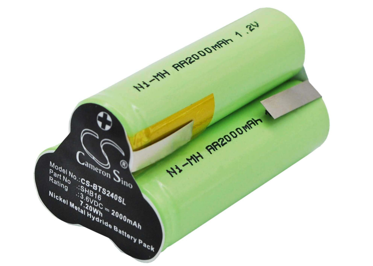 3.6V, Ni-MH, 2000mAh, Shaver battery fits Scherna, Remington, Babyliss, Shb16, T24b, T24c, 7.2Wh Shaver Cameron Sino Technology Limited