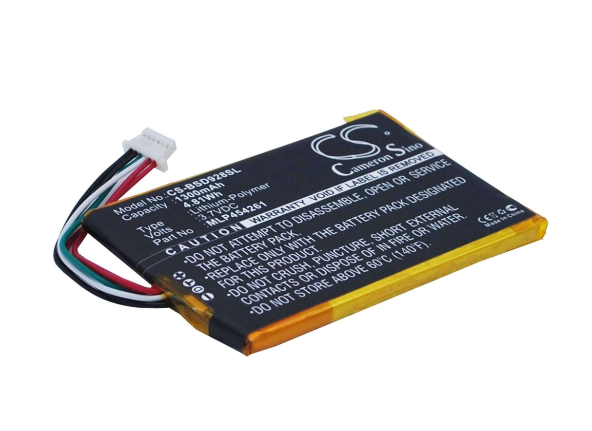 3.7V, Li-Polymer, 1300mAh, E-book, E-reader battery fits Bambook, Mlp454261, Sd928+, 4.81Wh E-book, E-reader Cameron Sino Technology Limited