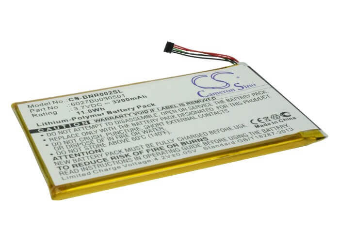 3.7V, Li-Polymer, 3200mAh, E-book, E-reader battery fits Barnes & Noble, 6027b0090501, Bnrb200, Bnrv200, 11.84Wh E-book, E-reader Cameron Sino Technology Limited