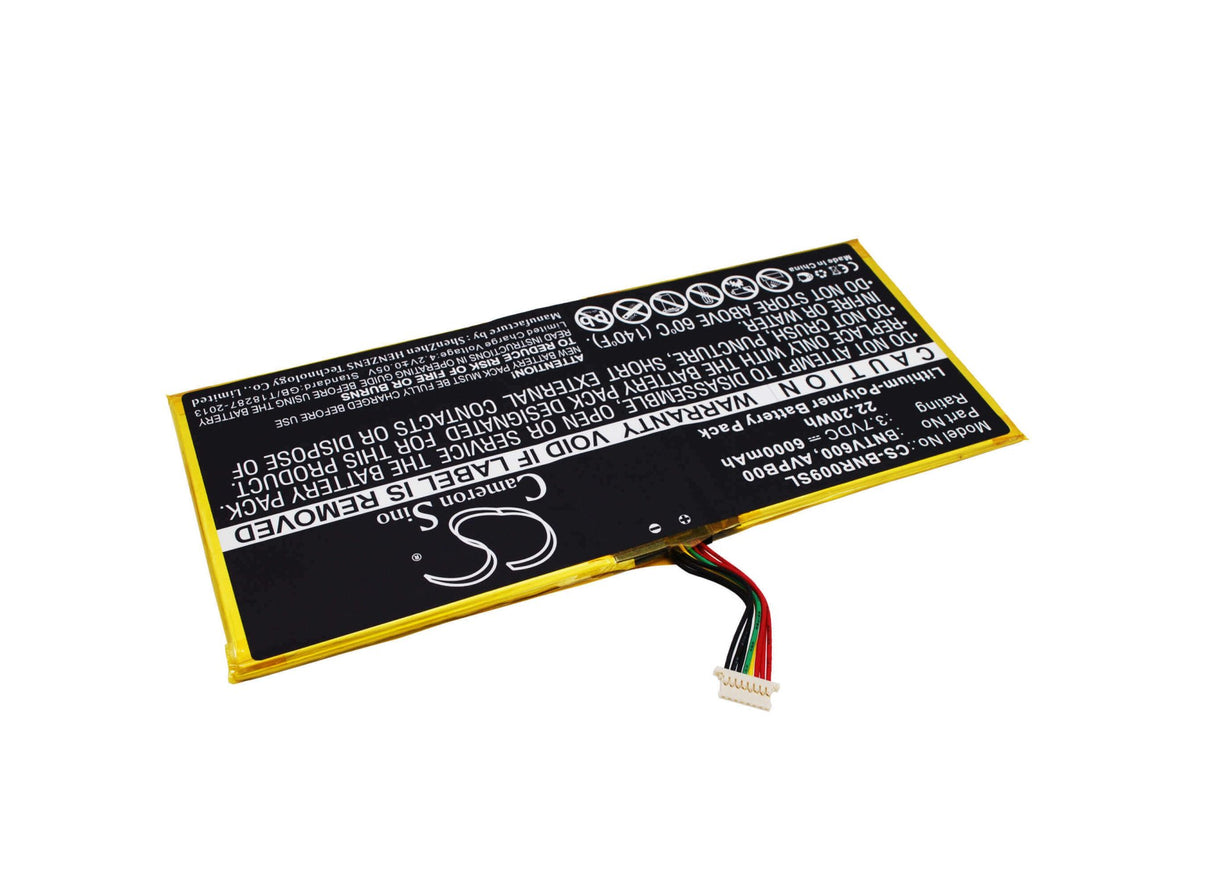 3.7V, Li-Polymer, 6000mAh, Tablet battery fits Barnes & Noble, Avpb00, Bntv600, Nook Hd+ Plus, 22.20Wh Tablet Cameron Sino Technology Limited