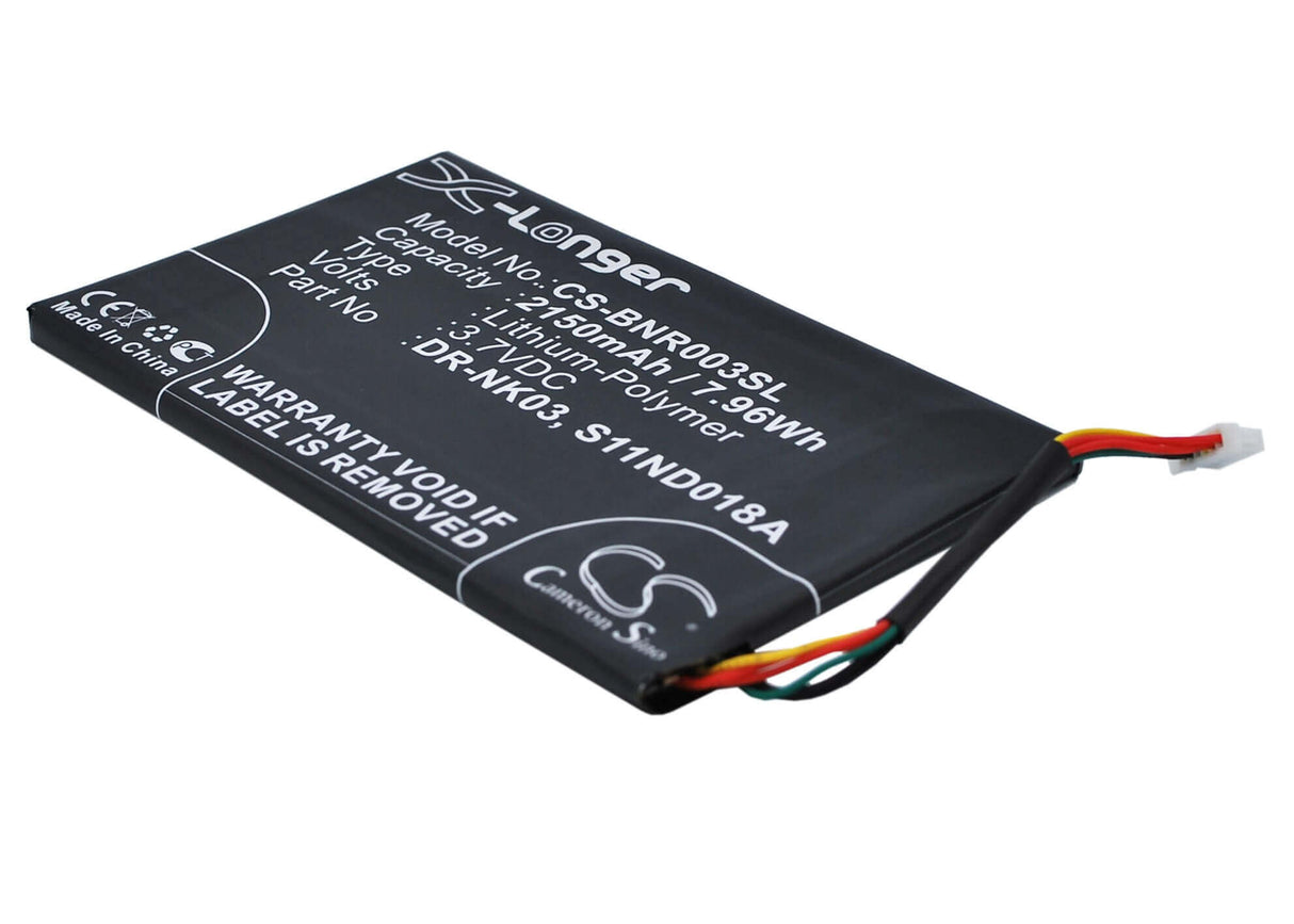 3.7V, Li-Polymer, 2150mAh, E-book, E-reader battery fits Barnes & Noble, Dr-nk03, Bnrv300, Bntv350, 7.96Wh E-book, E-reader Cameron Sino Technology Limited