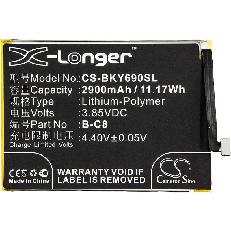 3.85V, Li-Polymer, 2900mAh, SmartPhone battery fits Bbk, Vivo, B-c8, 1714, Vivo Y69, 11.17Wh Mobile, SmartPhone Cameron Sino Technology Limited (Smartphone)