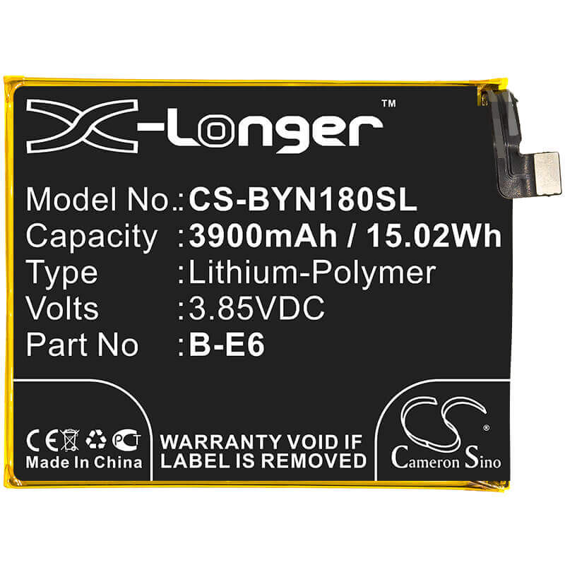 3.85V, Li-Polymer, 3900mAh, SmartPhone battery fits Vivo, Bbk, B-e6, Nex A, Nex Global Dual Sim, 15.02Wh Mobile, SmartPhone Cameron Sino Technology Limited (Smartphone)