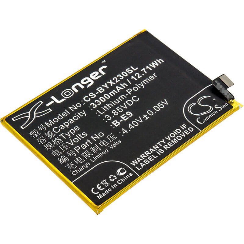 3.85V, Li-Polymer, 3300mAh, SmartPhone battery fits Bbk, Vivo, B-e9, V1809, V1809a, 12.71Wh Mobile, SmartPhone Cameron Sino Technology Limited (Smartphone)