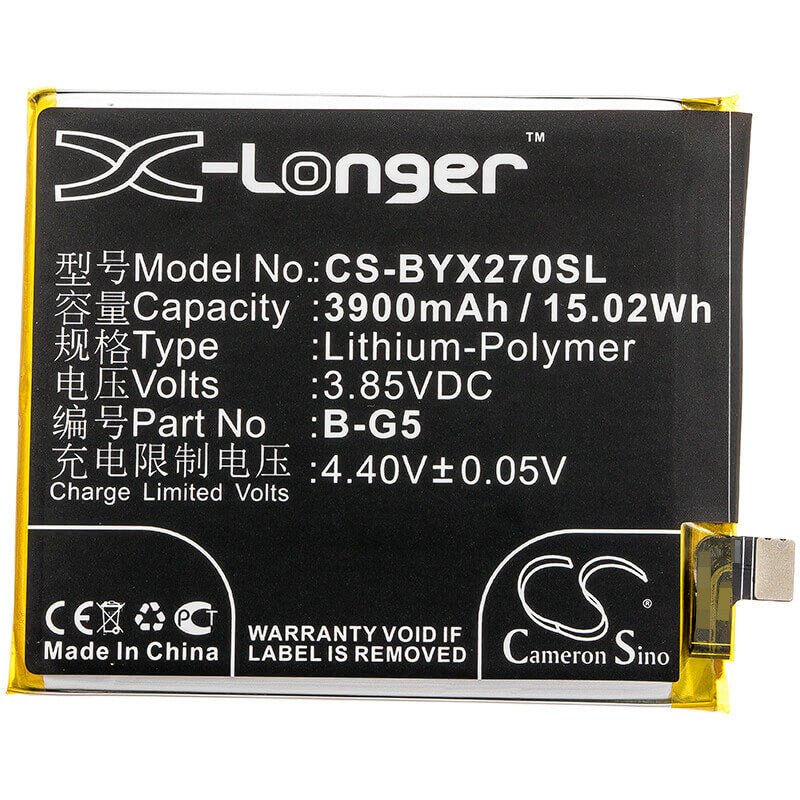 3.85V, Li-Polymer, 3900mAh, SmartPhone battery fits Bbk, Vivo, B-g5, V1829, V1829a, 15.02Wh Mobile, SmartPhone Cameron Sino Technology Limited (Smartphone)