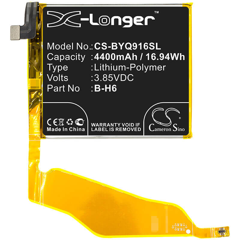 3.85V, Li-Polymer, 4400mAh, SmartPhone battery fits Vivo, Bbk, B-h6, V1916, V1916a, 16.94Wh Mobile, SmartPhone Cameron Sino Technology Limited (Smartphone)