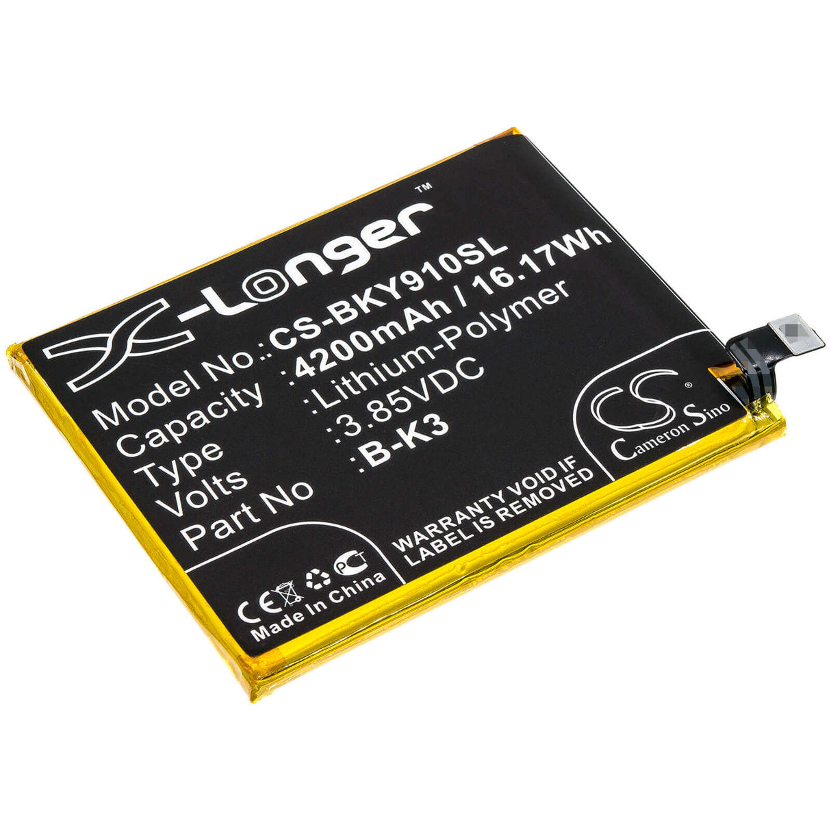 3.85V, Li-Polymer, 4200mAh, SmartPhone battery fits Vivo, Bbk, B-k3, V1945a, V1945t, 16.17Wh Mobile, SmartPhone Cameron Sino Technology Limited (Smartphone)