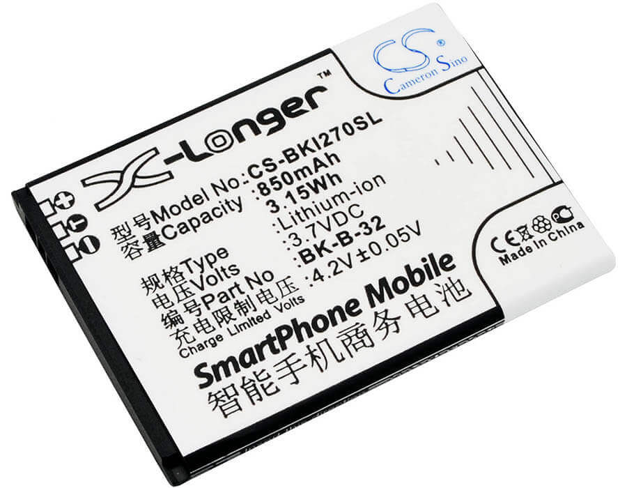3.7V, Li-ion, 850mAH, SmartPhone battery fits Bbk, Bk-b-32, I18, I270, 3.15Wh Mobile, SmartPhone Cameron Sino Technology Limited (Suspended)