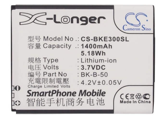 3,7V, Li-ion, 1400mAh, batterie de smartphone compatible avec Bbk, Bk-b-50, Vivo E3, Vivo E3t, 5,18Wh Mobile, Smartphone Cameron Sino Technology Limited (Suspendu)