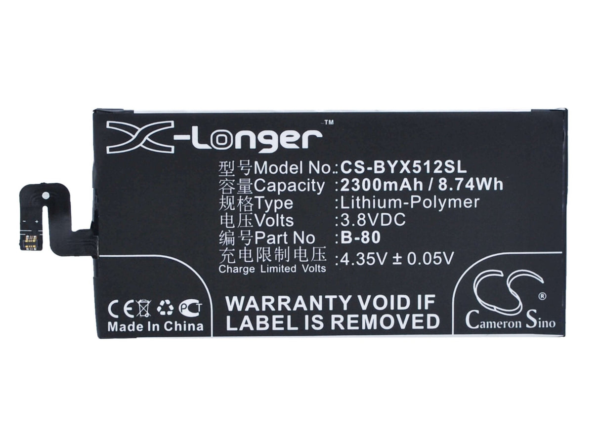 3.8V, Li-Polymer, 2300mAh, SmartPhone battery fits Bbk, B-80, Vivo X5 Max V, 8.74Wh Mobile, SmartPhone Cameron Sino Technology Limited (Suspended)