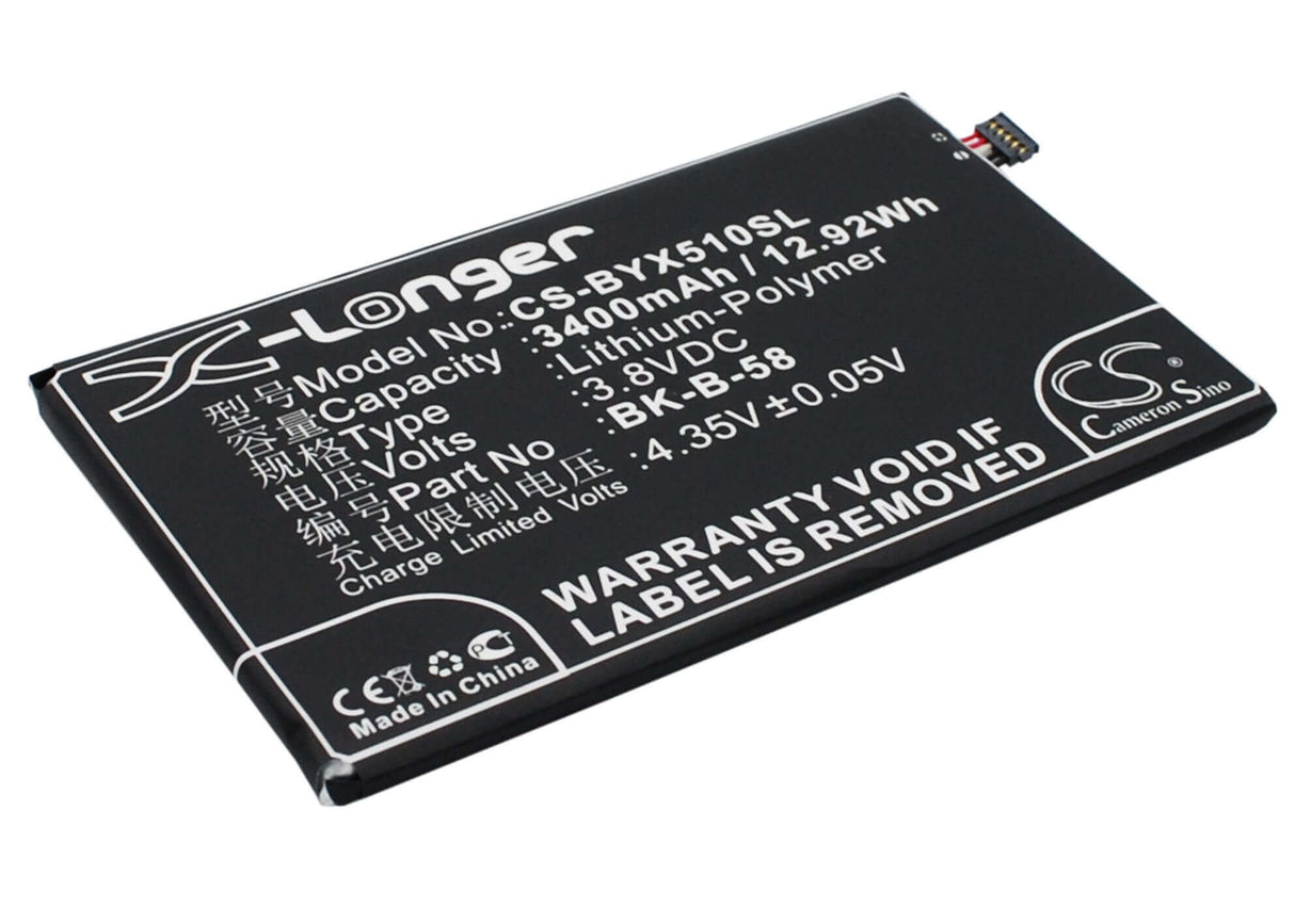 3.8V, Li-Polymer, 3400mAh, SmartPhone battery fits Bbk, Bk-b-58, Vivo X510t, Vivo X510w, 12.92Wh Mobile, SmartPhone Cameron Sino Technology Limited (Suspended)