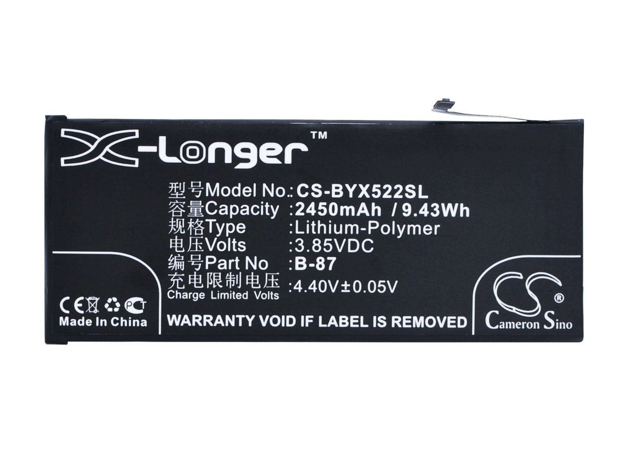 3,85V, Li-Polymer, 2450mAh, batterie de smartphone compatible avec Bbk, B-87, Vivo X5pro V, Vivo X5pro V Dual Sim, 9,43Wh Mobile, Smartphone Cameron Sino Technology Limited (Smartphone)
