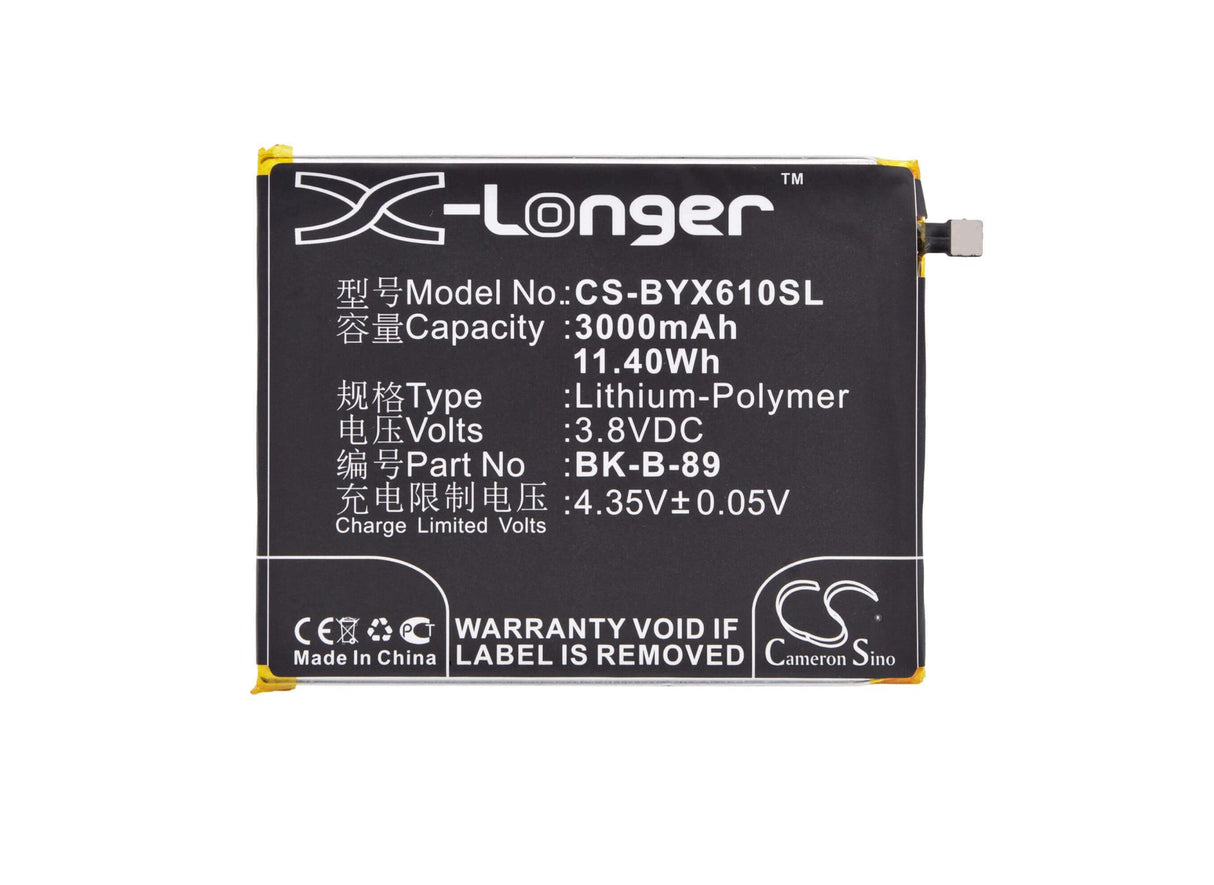 3.8V, Li-Polymer, 3000mAh, SmartPhone battery fits Vivo, Bbk, B-89, Vivo X6 Plus, Vivo X6 Plus D, 11.4Wh Mobile, SmartPhone Cameron Sino Technology Limited (Smartphone)