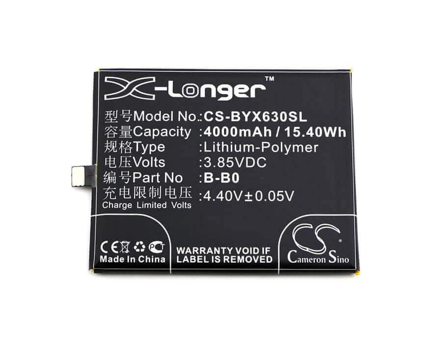 3.85V, Li-Polymer, 4000mAh, SmartPhone battery fits Bbk, Vivo, B-b0, Vivo Xplay 6, Vivo Xplay 6 Dual Sim, 15.4Wh Mobile, SmartPhone Cameron Sino Technology Limited (Suspended)
