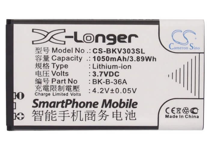 3.7V, Li-ion, 1050mAh, SmartPhone battery fits Bbk, Bk-b-36a, Vivo V303, Vivo Y1, 3.89Wh Mobile, SmartPhone Cameron Sino Technology Limited (Smartphone)