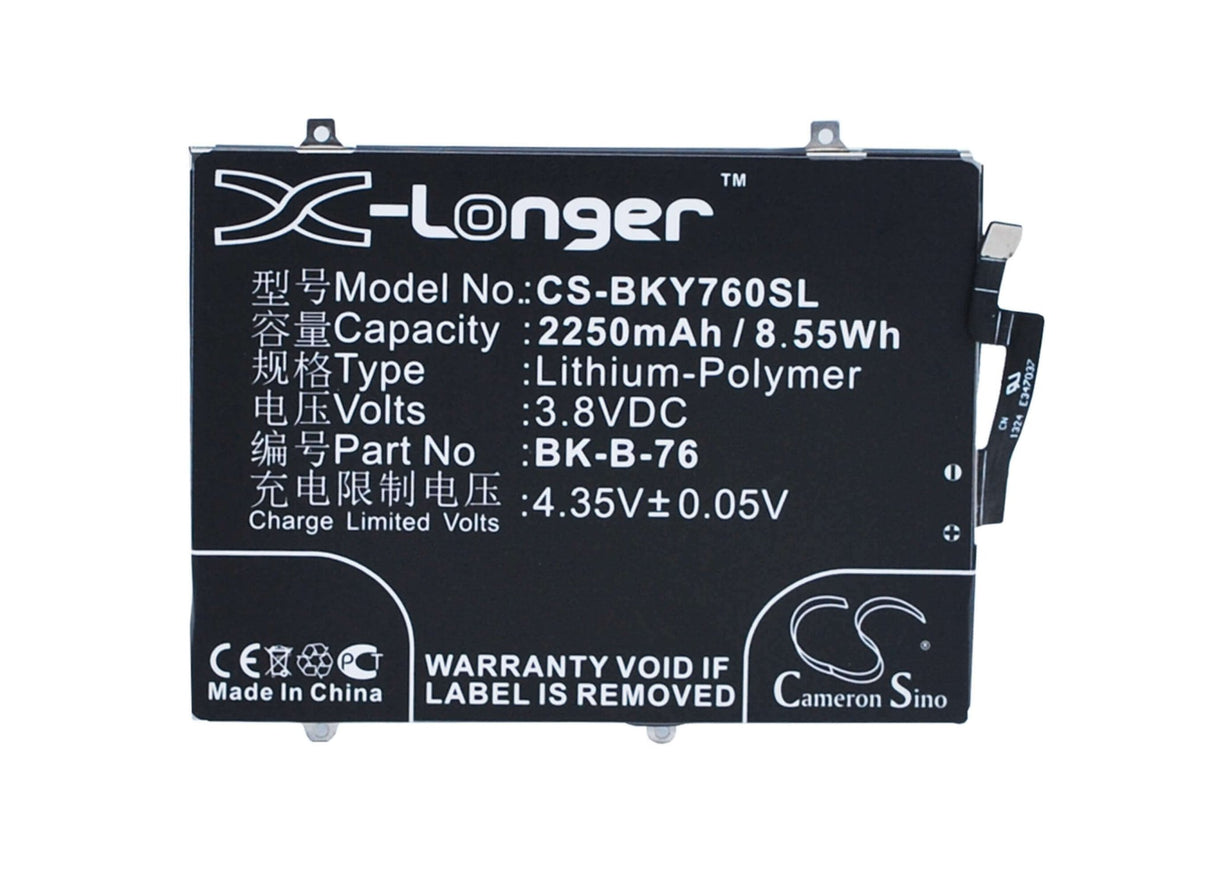 3.8V, Li-Polymer, 2250mAh, SmartPhone battery fits Bbk, Bk-b-76, Vivo Y27, 8.55Wh Mobile, SmartPhone Cameron Sino Technology Limited (Smartphone)