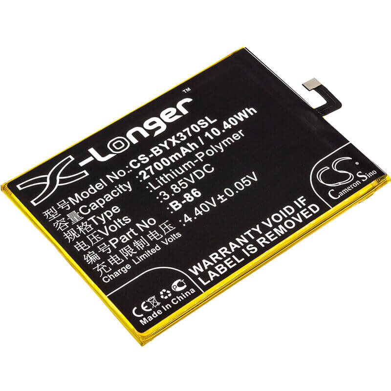 3.85V, Li-Polymer, 2700mAh, SmartPhone battery fits Bbk, B-86, Vivo Y37, Y37a, 10.4Wh Mobile, SmartPhone Cameron Sino Technology Limited (Suspended)