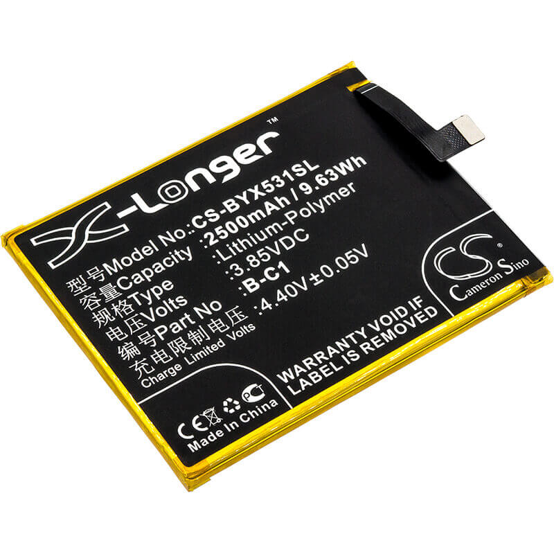 3.85V, Li-Polymer, 2500mAh, SmartPhone battery fits Bbk, Vivo, B-c1, Vivo Y53, Vivo Y53 Dual Sim, 9.63Wh Mobile, SmartPhone Cameron Sino Technology Limited (Smartphone)